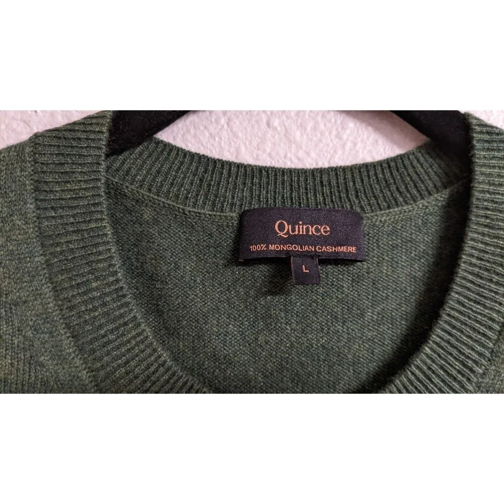 NEW~Women's QUINCE 100% Mongolian Cashmere Forest Green Short Sleeve Sweater L - Picture 2 of 7